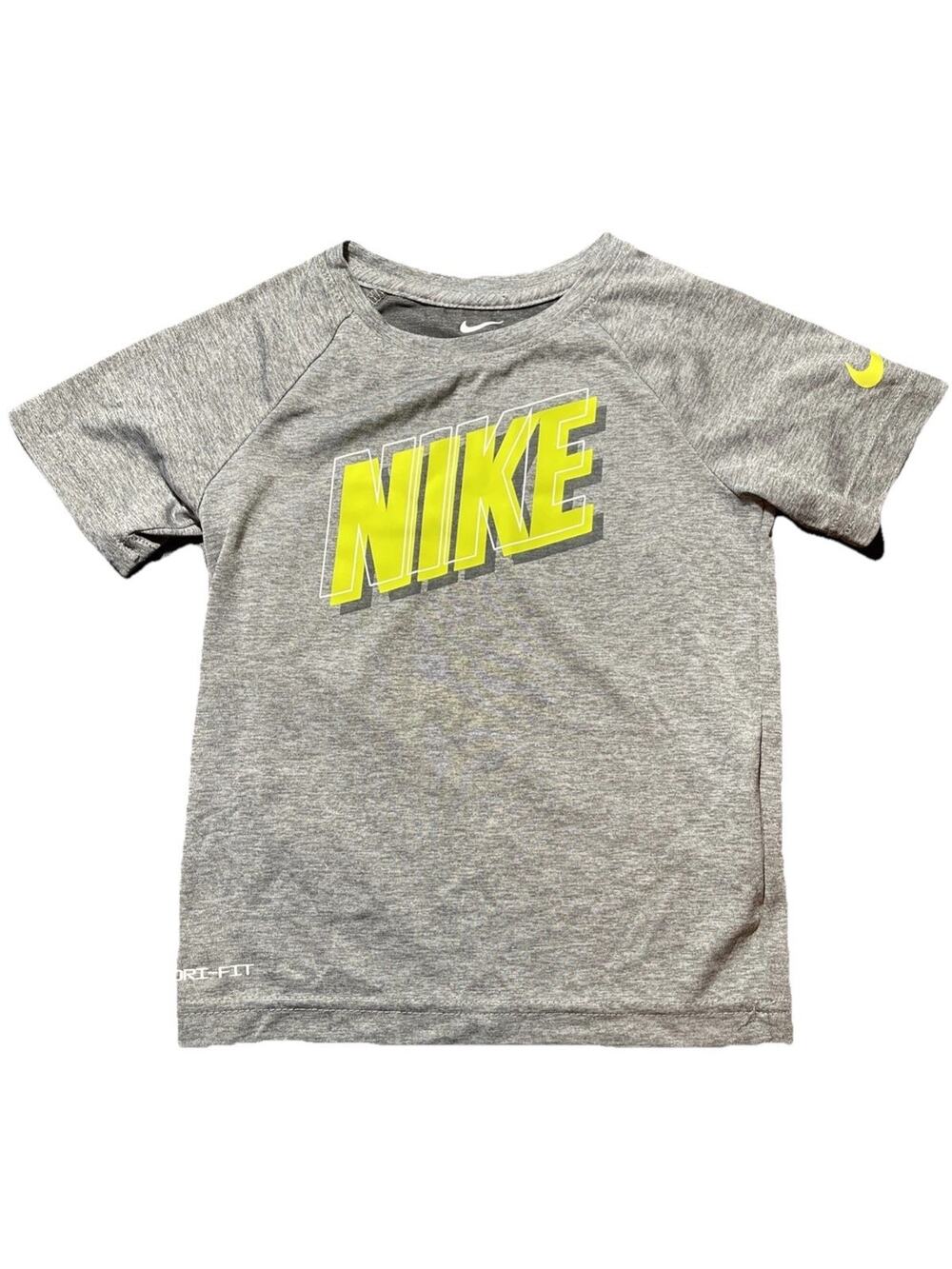 Nike Dri-FIT Boys Size 5 Gray Neon Graphic Athletic T-Shirt